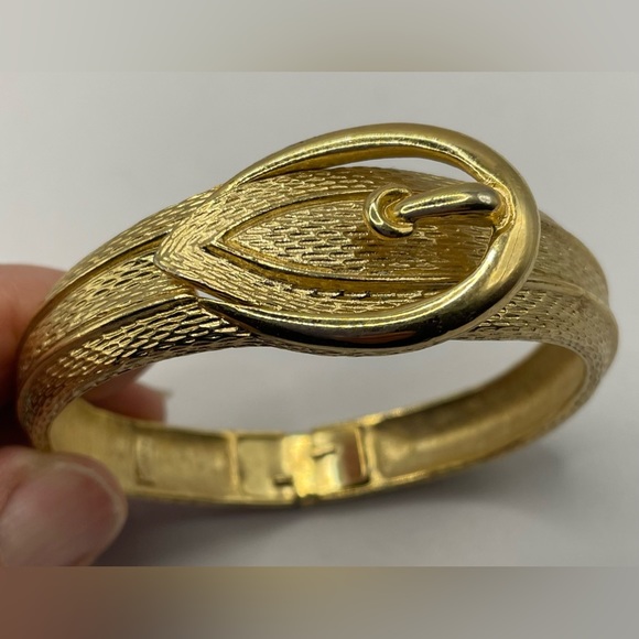 Vintage Jewelry - 3 for $30 Vintage 80s Signed Avon Gold Tone Belt Buckle Hinged Clamper Bracelet